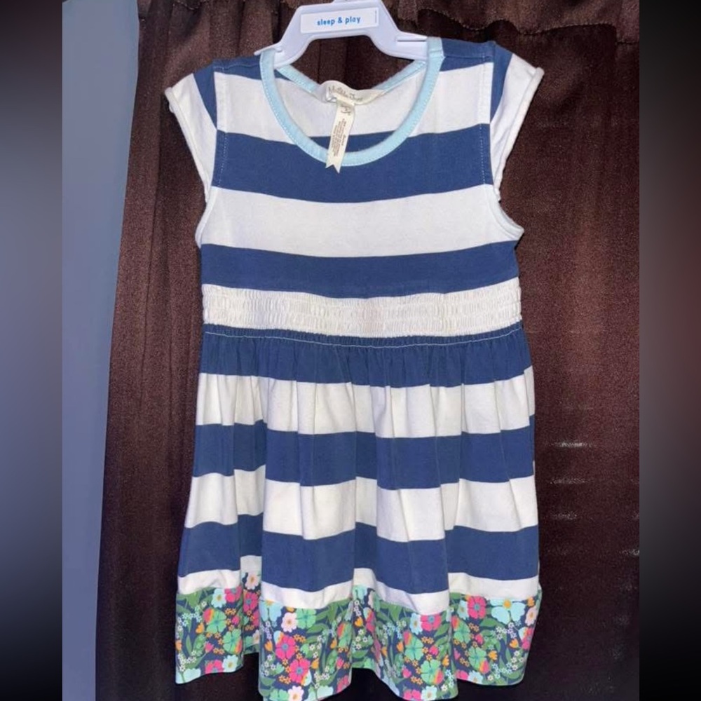 Matilda Jane Blue and White Casual Sundress with Flutter Sleeves